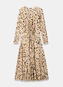 New Animal Print Zip Jersey Midi Dress Midi Dresses|Printed Dresses