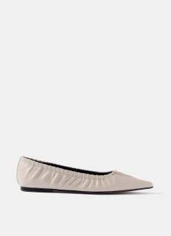 Discount Arella Cream Leather Flat Pumps Flat Shoes