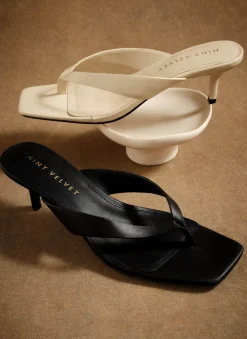 Online Betty Leather Flip Flop Heels Heels|Heels