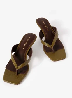 Clearance Betty Leather Flip Flop Heels Heels|Heels