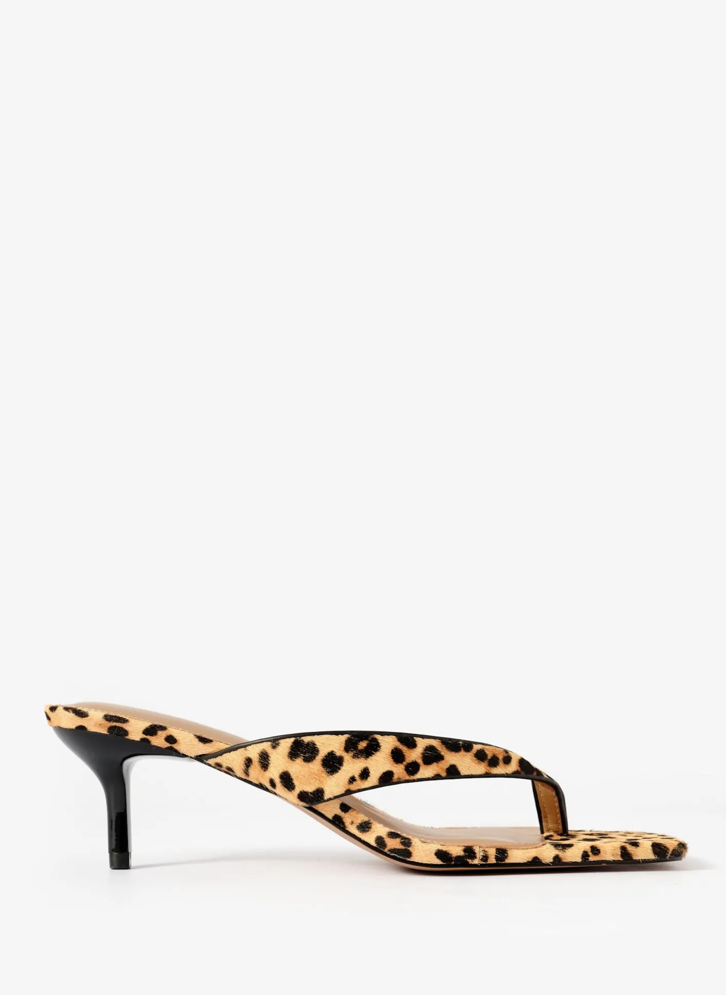 Sale Betty Leopard Print Leather Flip Flop Heels Heels|Heels