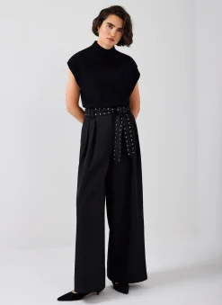 Hot Belted Wide Trousers Wide Leg Trousers|Trousers