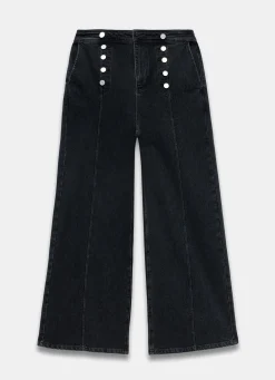 Hot Button Detail Wide Jeans Jeans|Wide Leg Jeans