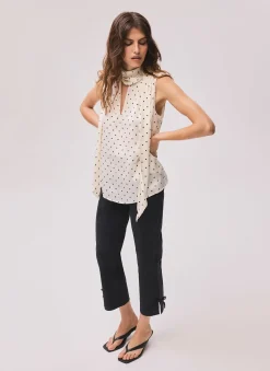 Sale Cotton Blend Capri Trousers Trousers