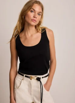 Hot Cotton Blend Scoop Neck Vest T-Shirts|T-Shirts