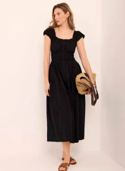 Clearance Cotton Blend Textured Midi Dress Midi Dresses