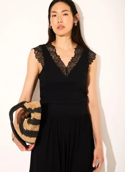 Hot Cotton Lace Detail Top T-Shirts|T-Shirts