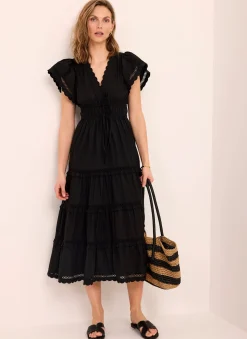 Cotton Ruffle Midi Dress Midi Dresses
