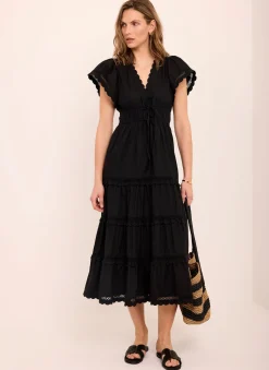 Cotton Ruffle Midi Dress Midi Dresses