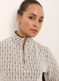 Hot Jacquard Zip Top Sweatshirts|Sweatshirts