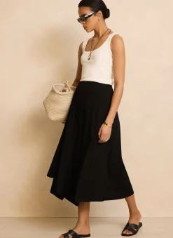 New Jersey Asymmetric Skirt Midi Skirts|Skirts