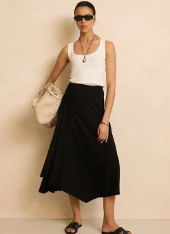 New Jersey Asymmetric Skirt Midi Skirts|Skirts