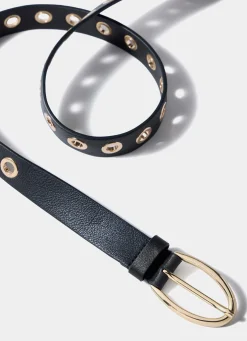 Outlet Leather Gold Eyelet Belt Belts