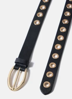 Outlet Leather Gold Eyelet Belt Belts