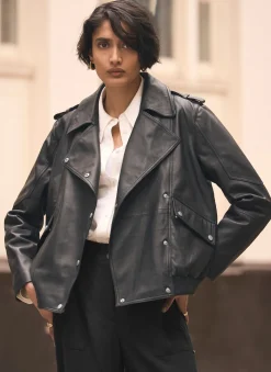 Leather Relaxed Biker Jacket Jackets|Leather & Suede Jackets