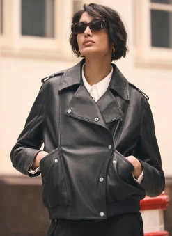 Leather Relaxed Biker Jacket Jackets|Leather & Suede Jackets