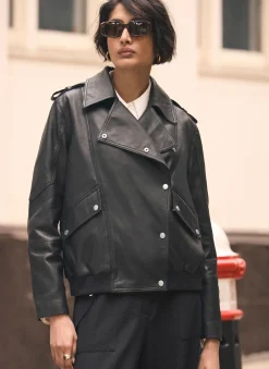Leather Relaxed Biker Jacket Jackets|Leather & Suede Jackets