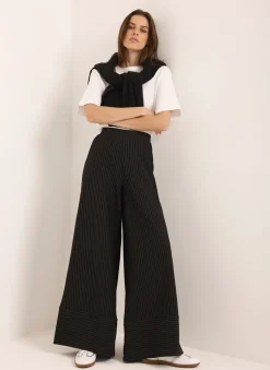 Discount Pinstripe Wide Trousers Trousers