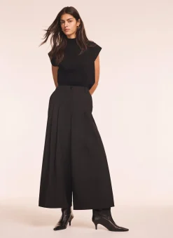 Pleat Detail Crop Wide Trousers Wide Leg Trousers|Trousers