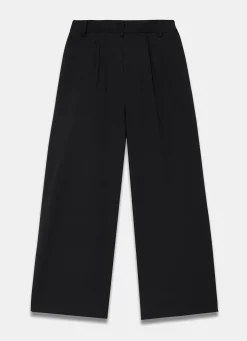 Pleat Detail Crop Wide Trousers Wide Leg Trousers|Trousers
