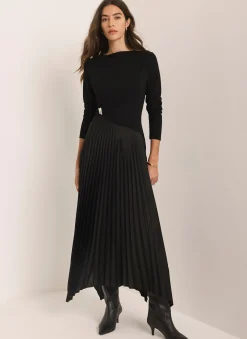 Hot Pleated Asymmetric Midi Dress Midi Dresses