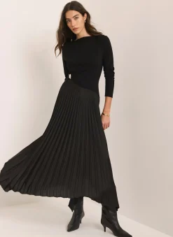Hot Pleated Asymmetric Midi Dress Midi Dresses
