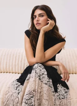 Best Pleated Lace Hem Midi Skirt Midi Skirts|Skirts