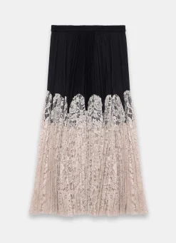 Best Pleated Lace Hem Midi Skirt Midi Skirts|Skirts