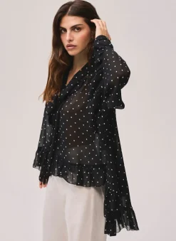 Clearance Polka Dot Print Blouse Shirts & Blouses