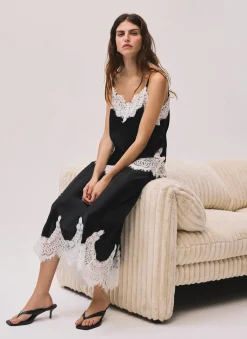 Clearance Satin Lace Midi Skirt Midi Skirts|Skirts