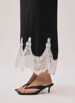 Clearance Satin Lace Midi Skirt Midi Skirts|Skirts