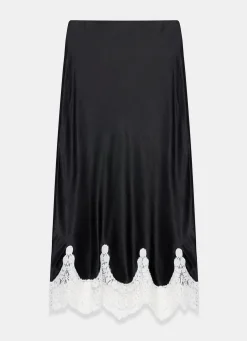 Clearance Satin Lace Midi Skirt Midi Skirts|Skirts