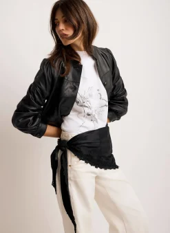 Outlet Satin Lace Trim Scarf Scarves
