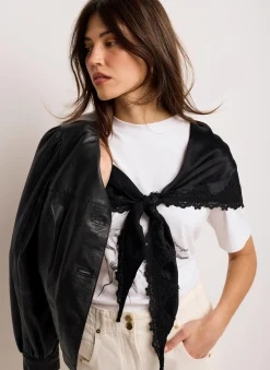 Outlet Satin Lace Trim Scarf Scarves