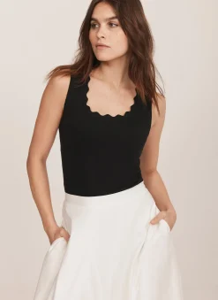 Discount Scallop Trim Vest Top T-Shirts|T-Shirts