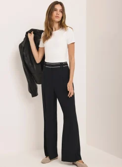 Best Waist Detail Wide Trousers Wide Leg Trousers|Trousers