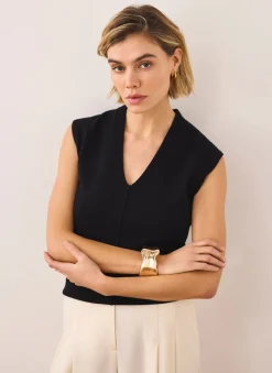 Sale Wool Blend Sleeveless Knit Top Knitted Tops|Knitted Tops