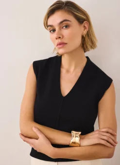 Sale Wool Blend Sleeveless Knit Top Knitted Tops|Knitted Tops