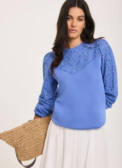 Cotton Blend Broderie Sweatshirt Sweatshirts|Sweatshirts