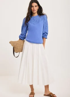 Cotton Blend Broderie Sweatshirt Sweatshirts|Sweatshirts