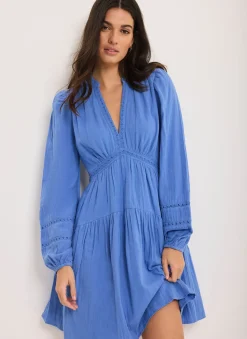 Online Cotton Cheesecloth Mini Dress Summer Dresses|Mini Dresses