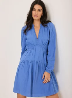 Online Cotton Cheesecloth Mini Dress Summer Dresses|Mini Dresses