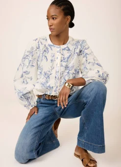 Hot Cotton Floral Print Blouse Shirts & Blouses|All Tops