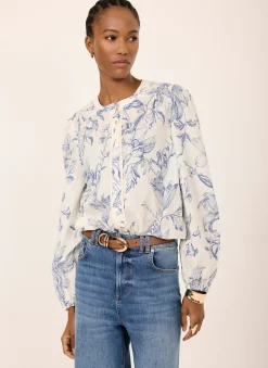 Hot Cotton Floral Print Blouse Shirts & Blouses|All Tops