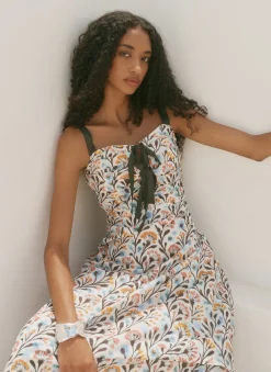 Hot Cotton Floral Print Midi Dress Summer Dresses|Midi Dresses