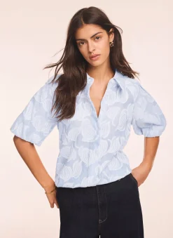 Clearance Cotton Jacquard Striped Shirt Shirts & Blouses