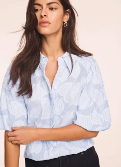 Clearance Cotton Jacquard Striped Shirt Shirts & Blouses