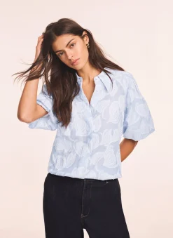 Clearance Cotton Jacquard Striped Shirt Shirts & Blouses