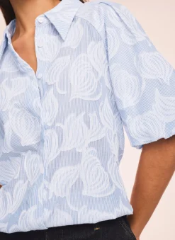 Clearance Cotton Jacquard Striped Shirt Shirts & Blouses