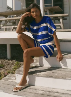 Cotton Striped Crochet Knit Top Knitted Tops|Knitted Tops